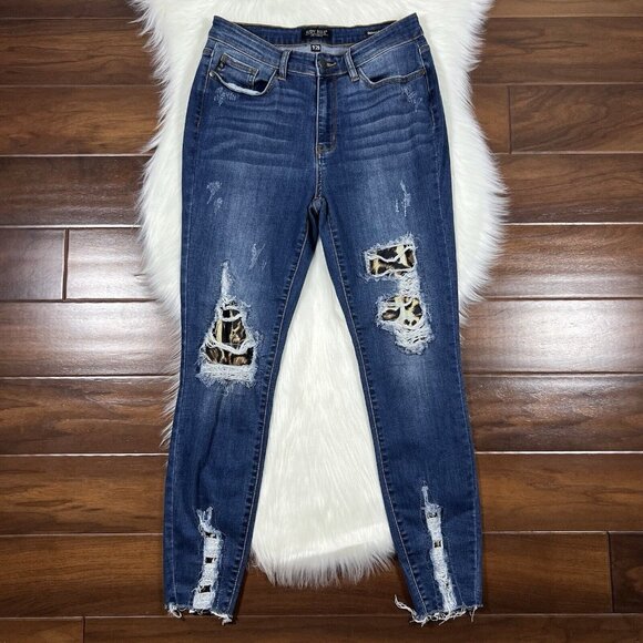 Judy Blue Women's Size 9 / 29 Leopard Patch Skinny Fit Denim Jeans‎ - Picture 1 of 10